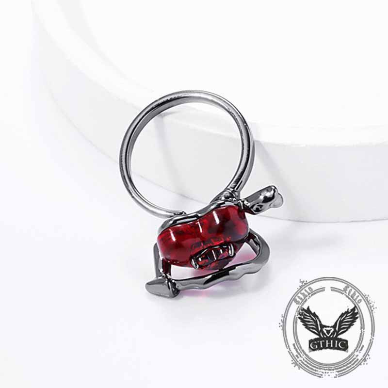 Gothic Red Love Heart Arrow Alloy Adjustable Ring