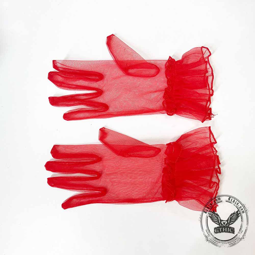 Gothic Red Mesh Bride Cosplay Halloween Costume