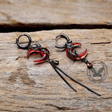 Gothic Red Moon Rose Alloy Earrings | Gthic.com