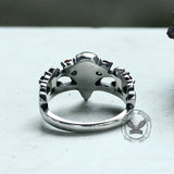 Gothic Red Stone Skull Stainless Steel Ring