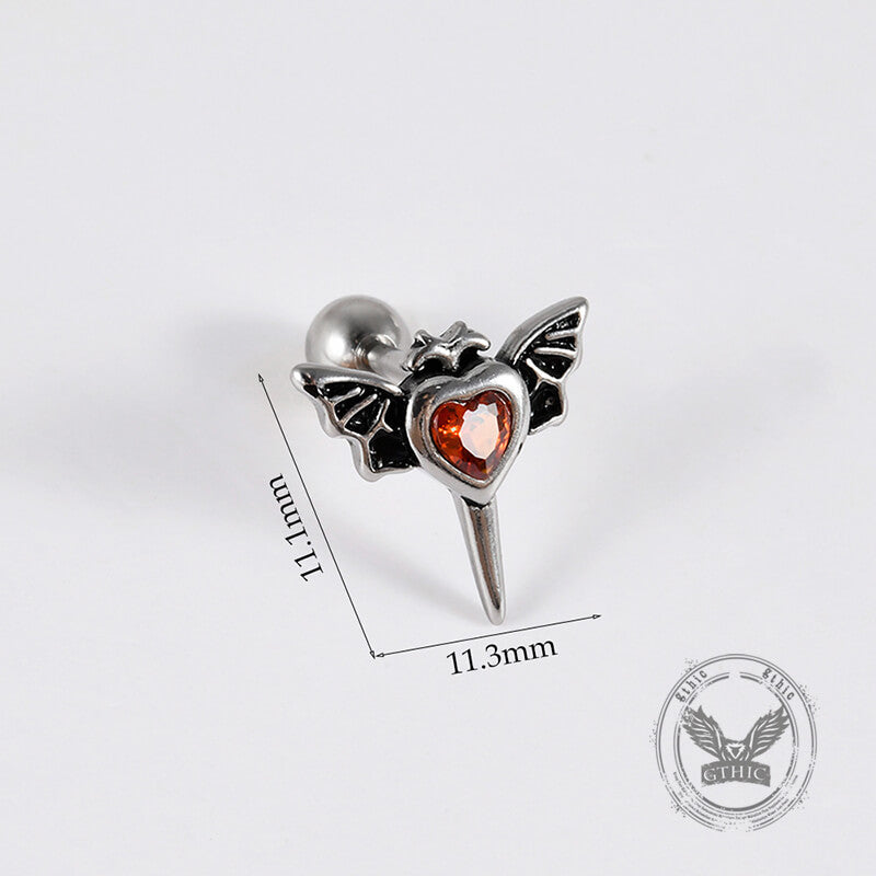 Gothic Red Zircon Snake Stainless Steel Animal Piercing Earrings