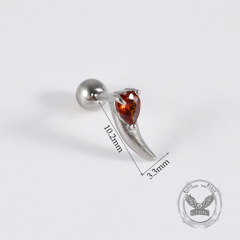 Gothic Red Zircon Snake Stainless Steel Animal Piercing Earrings