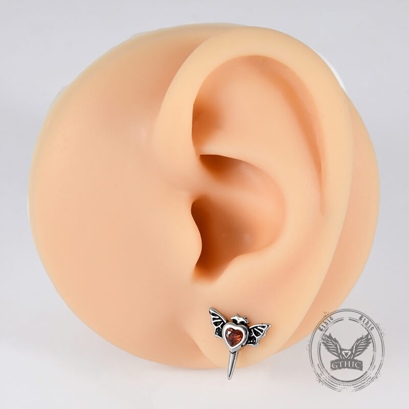 Gothic Red Zircon Snake Stainless Steel Animal Piercing Earring | Gthic.com