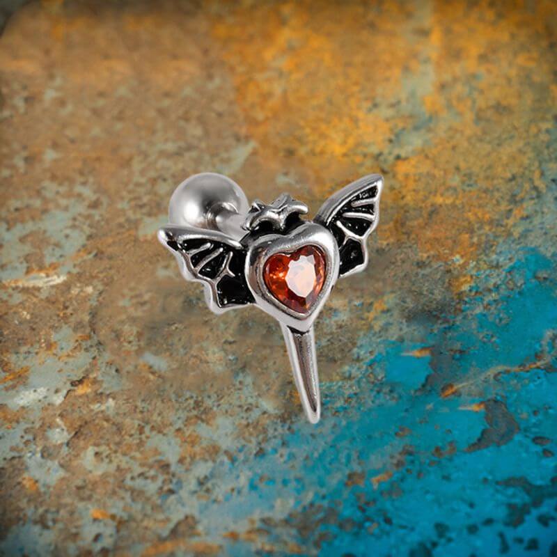 Gothic Red Zircon Snake Stainless Steel Animal Piercing Earrings