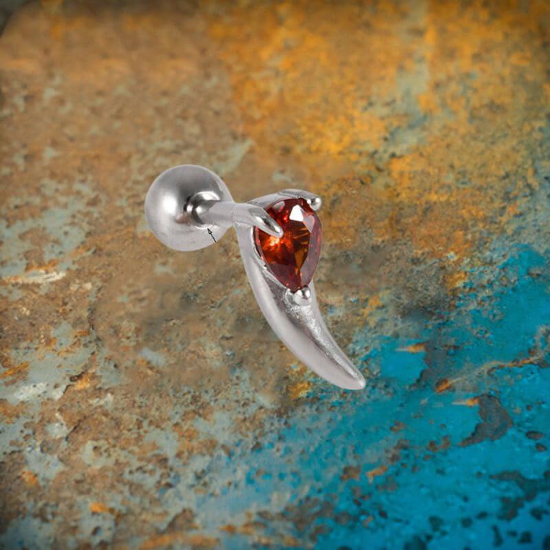 Gothic Red Zircon Snake Stainless Steel Animal Piercing Earrings