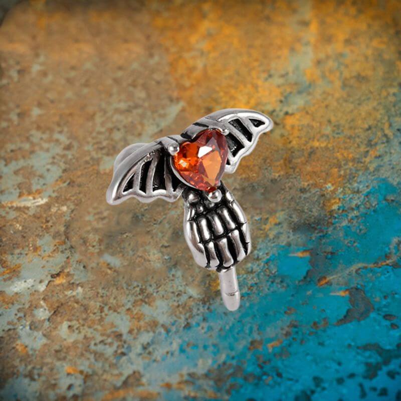 Gothic Red Zircon Snake Stainless Steel Animal Piercing Earrings