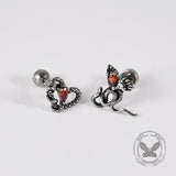 Gothic Red Zircon Snake Stainless Steel Animal Piercing Earrings