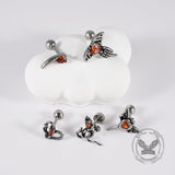 Gothic Red Zircon Snake Stainless Steel Animal Piercing Earring | Gthic.com