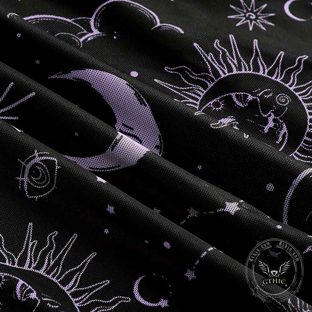 Gothic Retro Mystical Star Moon Bell-Sleeve Dress