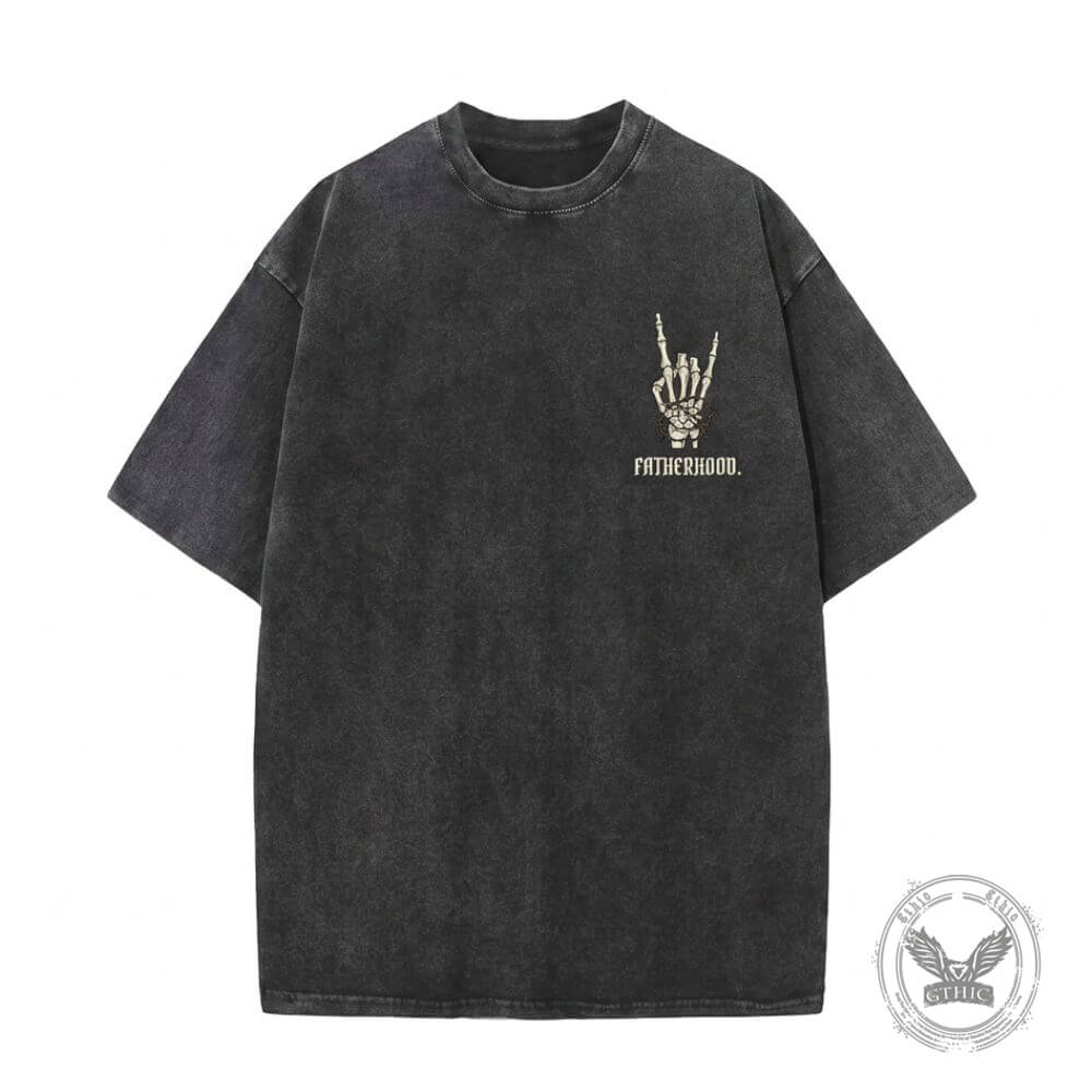 Gothic Rock Hand Fatherhood Vintage Washed T-shirt | Gthic.com