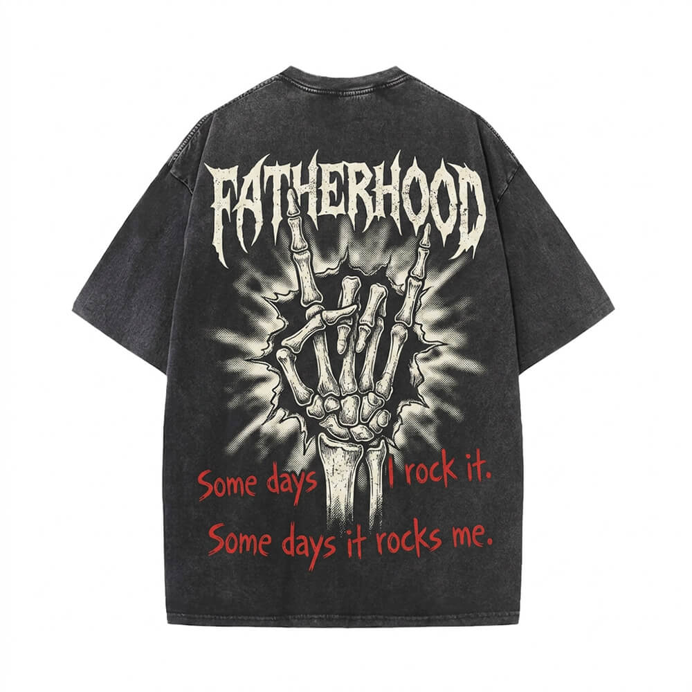 Gothic Rock Hand Fatherhood Vintage Washed T-shirt | Gthic.com