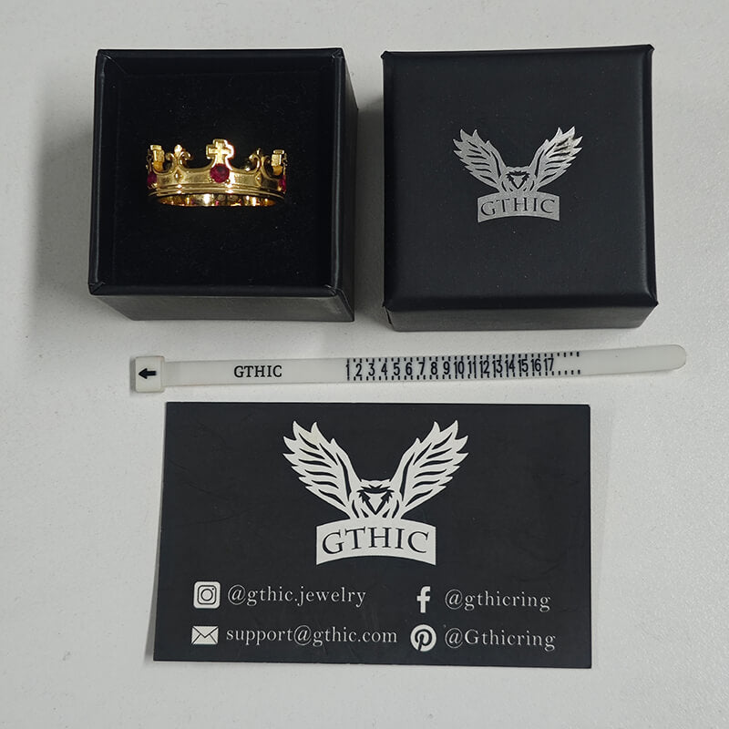 Gothic Roman Gemstone Crown Sterling Silver Ring