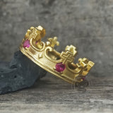 Gothic Roman Gemstone Crown Sterling Silver Ring