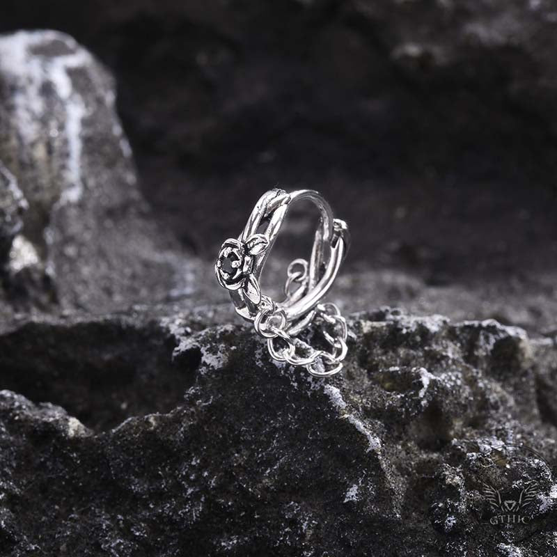 Gothic Rose Chain Zircon Stainless Steel Stud Earrings | Gthic.com