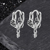 Gothic Rose Chain Zircon Stainless Steel Stud Earrings | Gthic.com