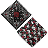 Quadratischer Schal mit Totenkopf-Motiv in Gothic-Rose-Optik aus Baumwolle