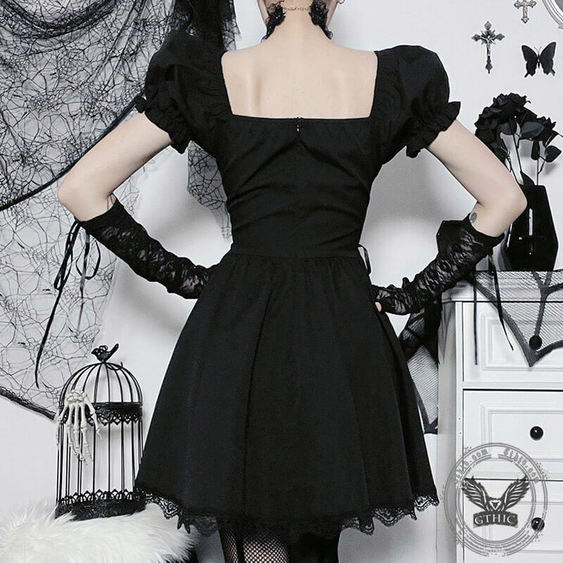 Gothic Rose Embroidered Off Shoulder Dress | Gthic.com