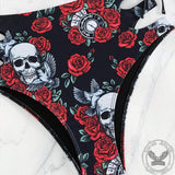 Gothic Rose Floral Skull Bikini Set