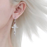 Gothic Rose Flower Cross Dangle Earrings | Gthic.com