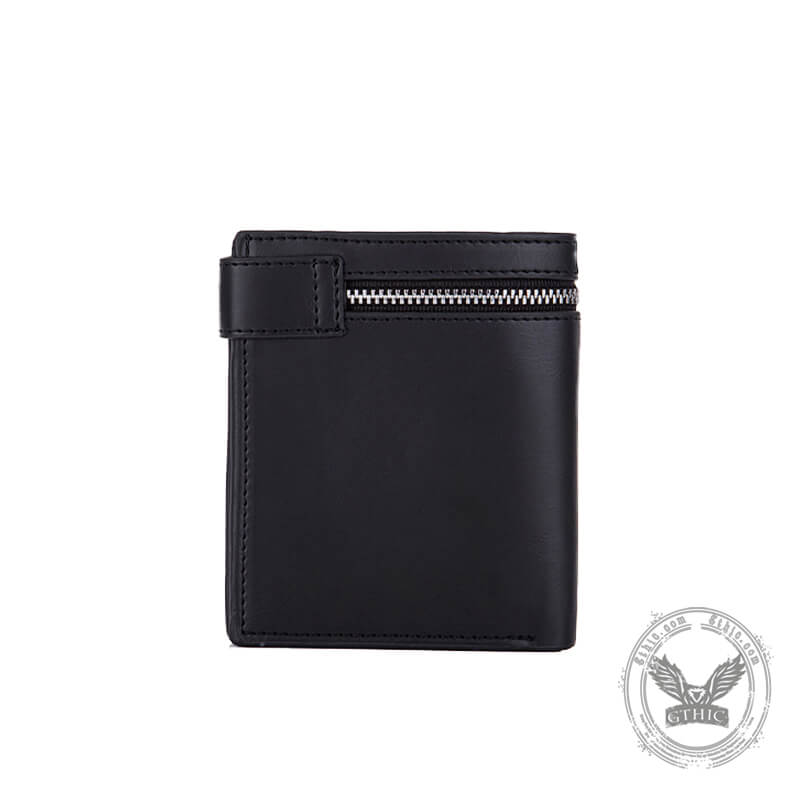 Gothic Rose Skull Bifold Leather Chain Wallet