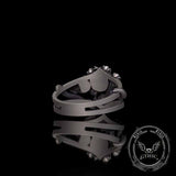 Gothic Rose Skull Snake Entwined Sterling Silver Ring