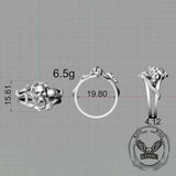 Gothic Rose Skull Snake Entwined Sterling Silver Ring