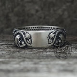 Gothic Rose Skull Snake Sterling Silver Ring