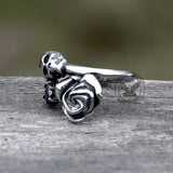 Gothic Rose Skull Stainless Steel Ring | Gthic.com