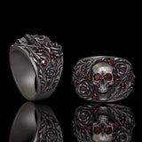 Gothic Rose Skull Sterling Silver Gemstone Ring | Gthic.com