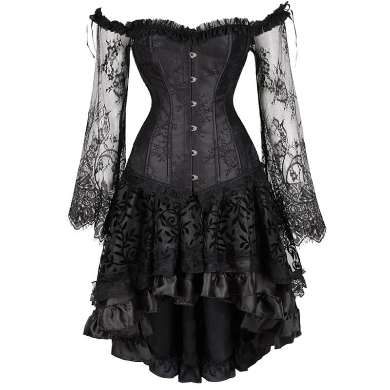 Gothic Ruffled Lace-up Corset Dress Suit – GTHIC