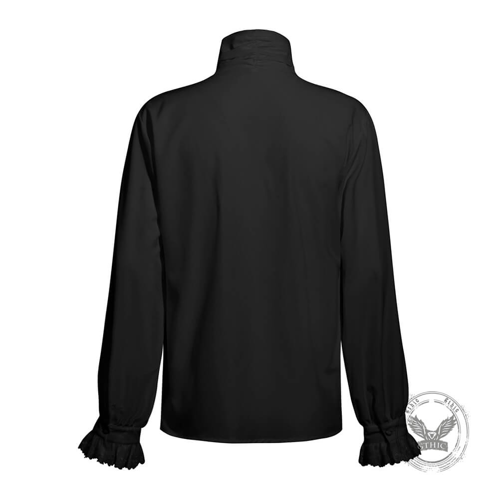 Gothic Ruffled Stand Collar Long-Sleeved Shirt