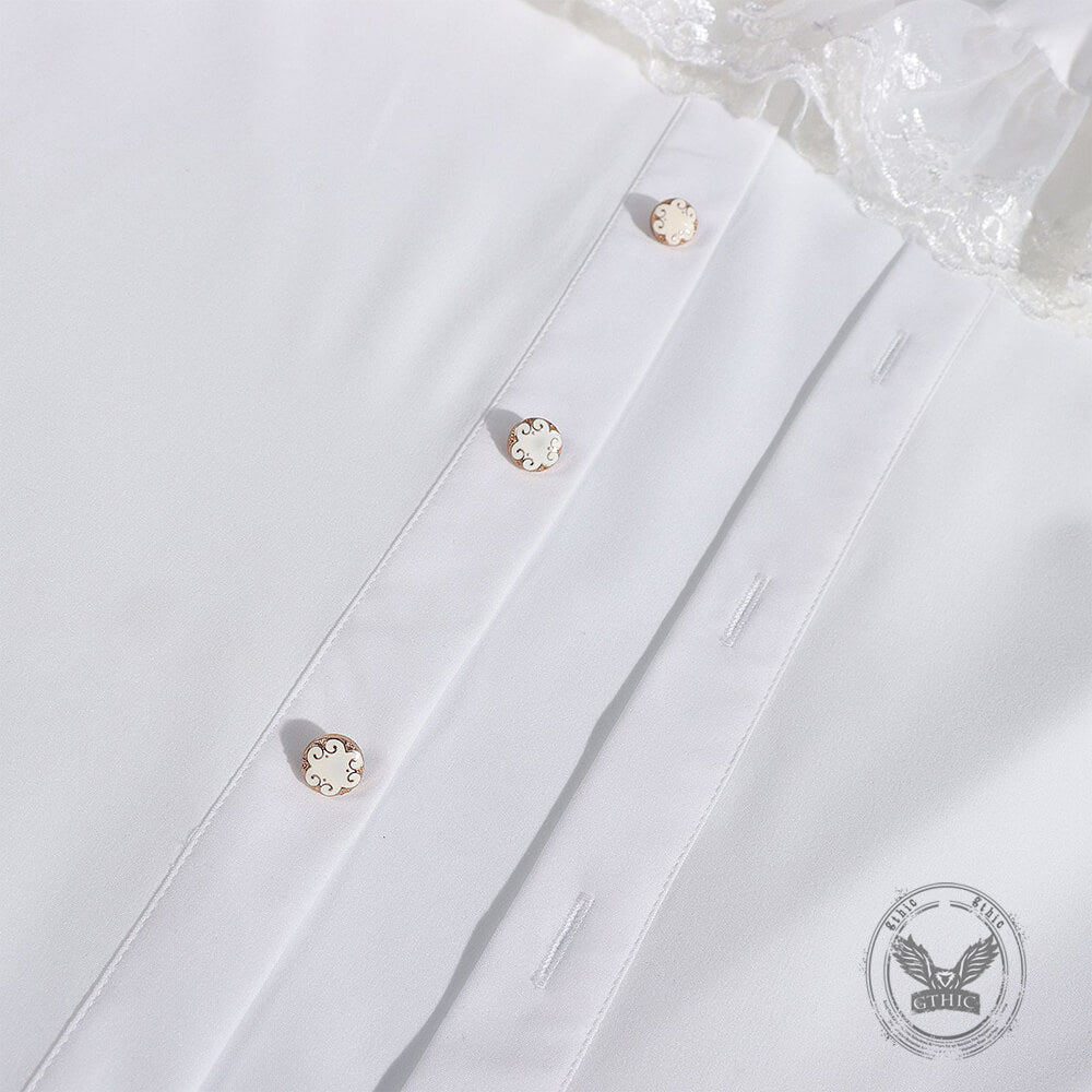 Gothic Ruffled Stand Collar Long-Sleeved Shirt