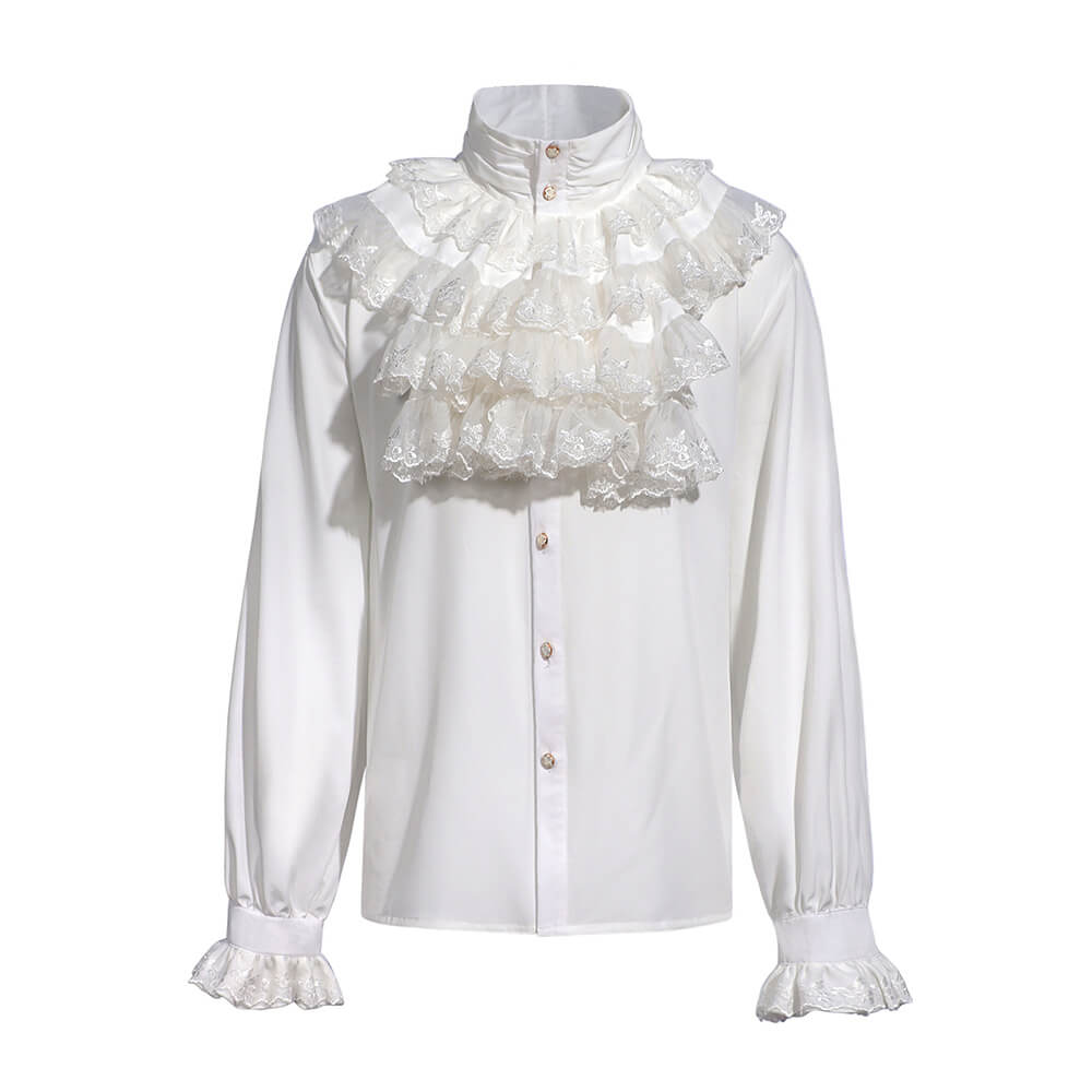 Gothic Ruffled Stand Collar Long-Sleeved Shirt | Gthic.com