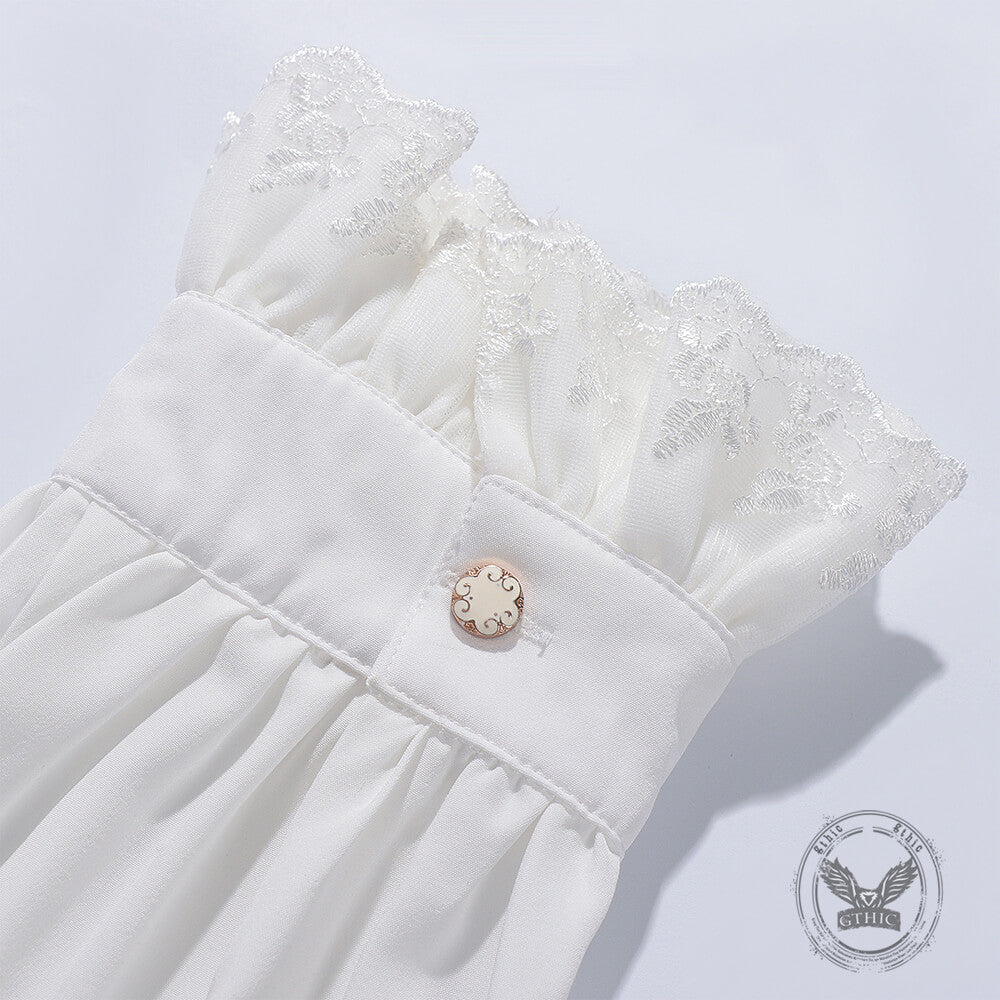 Gothic Ruffled Stand Collar Long-Sleeved Shirt
