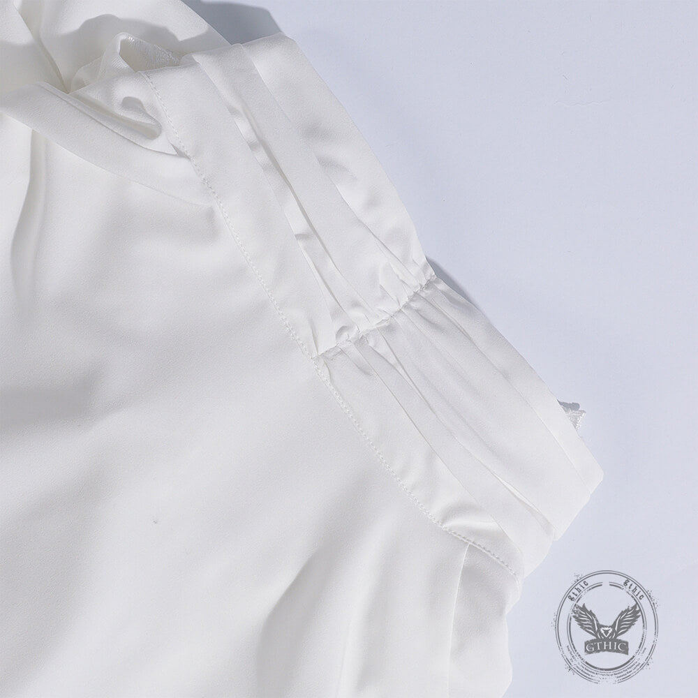 Gothic Ruffled Stand Collar Long-Sleeved Shirt