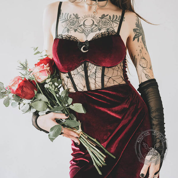 Gothic See-Through Slit Velvet Maxi Dress | Gthic.com