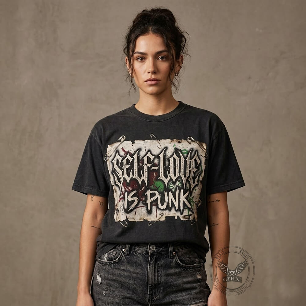 Gothic Self-Love Is Punk Vintage Washed T-shirt | Gthic.com