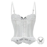 Gothic Sheer Lace Criss Cross Bow Detail Corset
