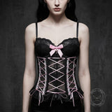Gothic Sheer Lace Criss Cross Bow Detail Corset | Gthic.com