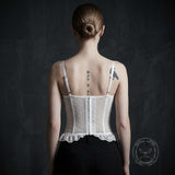 Gothic Sheer Lace Criss Cross Bow Detail Corset | Gthic.com