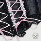 Gothic Sheer Lace Criss Cross Bow Detail Corset