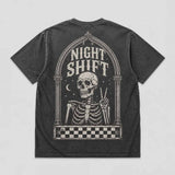 Gothic Skeleton Peace Sign Vintage Washed T-shirt | Gthic.com