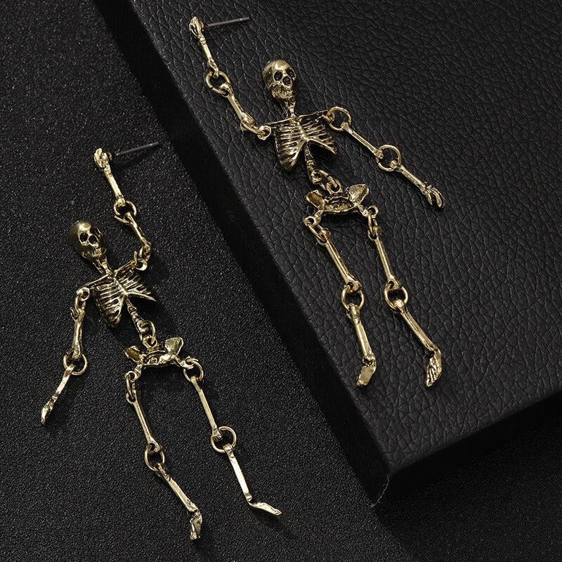 Gothic Skeleton Punk Exaggerated Alloy Drop Earrings | Gthic.com