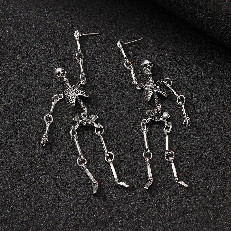 Gothic Skeleton Punk Exaggerated Alloy Drop Earrings | Gthic.com