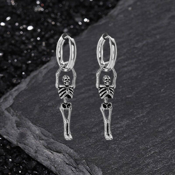 Gothic Skeleton Stainless Steel Drop Earrings | Gthic.com
