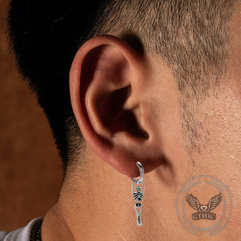 Gothic Skeleton Stainless Steel Drop Earrings | Gthic.com