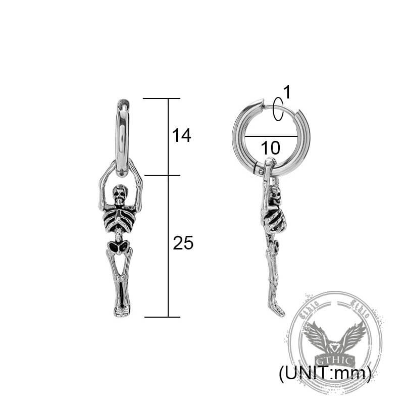 Gothic Skeleton Stainless Steel Drop Earrings | Gthic.com
