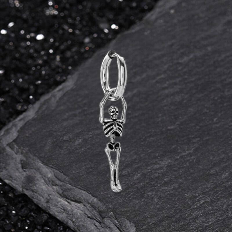 Gothic Skeleton Stainless Steel Drop Earrings | Gthic.com