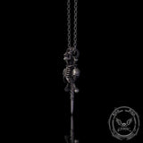 Gothic Skeleton Sword Bone Cross Sterling Silver Pendant | Gthic.com