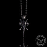 Gothic Skeleton Sword Bone Cross Sterling Silver Pendant